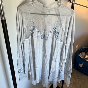 NWT Free People embroidered mesh top